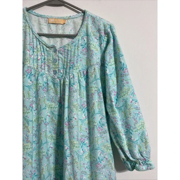 La Cera Nightgown Women's S Flannel Pockets Floral Grandma Cottagecore Peasant - Picture 4 of 16